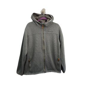 Columbia Knitted Fleece Jacket Zipped Pockets Hooded Men Large
